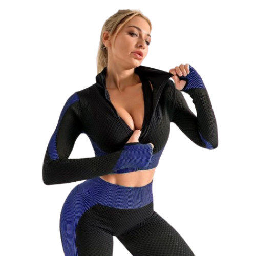 Women's Seamless 3-Piece Workout Set | Long Sleeve Gym Outfit | FITZEV