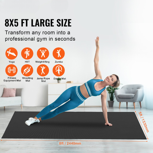 Large Non-Slip Exercise Yoga Mat with Carry Bag & Strap