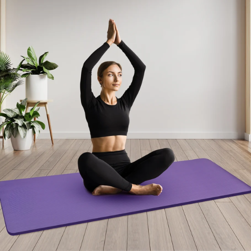 Large Non-Slip Exercise Yoga Mat with Carry Bag & Strap