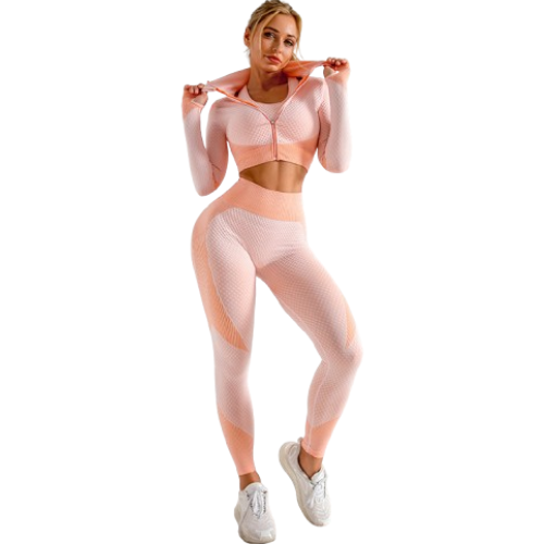 Women's Seamless 3-Piece Workout Set | Long Sleeve Gym Outfit | FITZEV