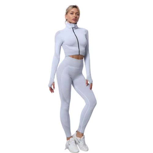 Women's Seamless 3-Piece Workout Set | Long Sleeve Gym Outfit | FITZEV